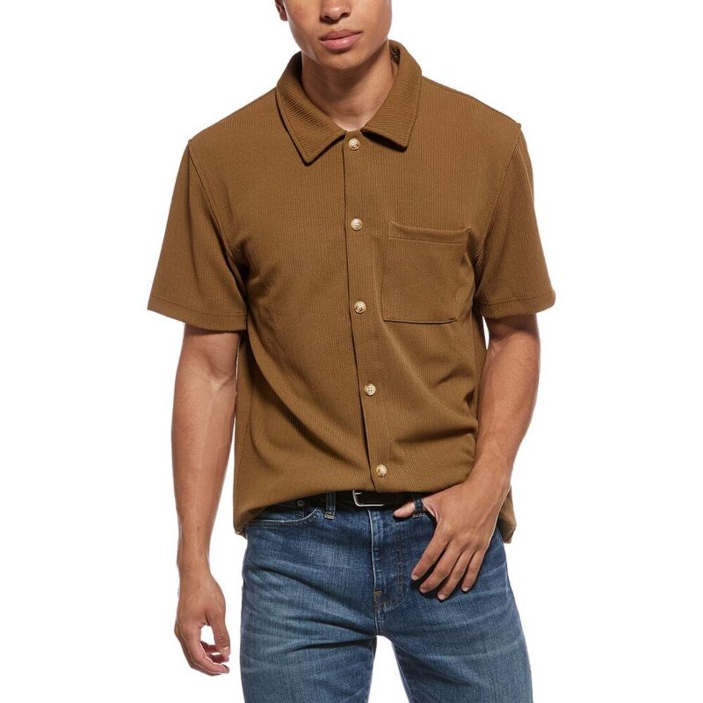 American Stitch Mens  Camp Shirt, Brown